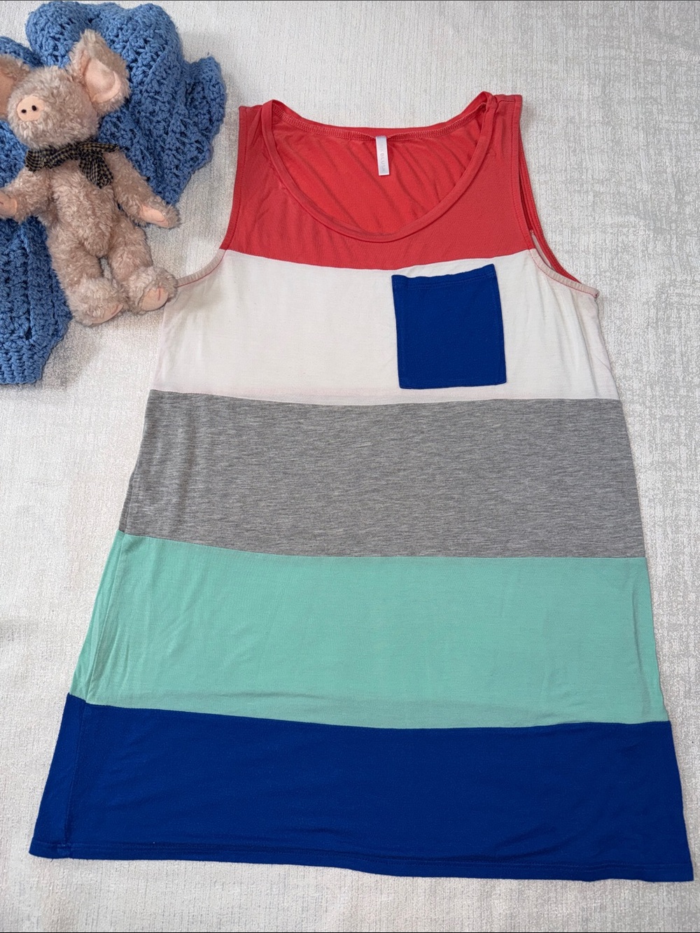 Pink blush Maternity Colorblock Tank Dress with Chest Pocket. Size small